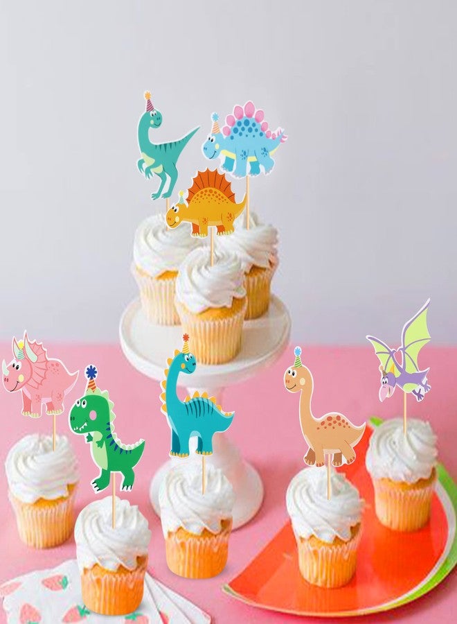 Ercadio 32 Pack Dinosaur Cupcake Toppers Baby Cute Dinosaur Cupcake Picks Dino Theme Baby Shower Kids Birthday Party Cake Decorations Supplies - Image 4